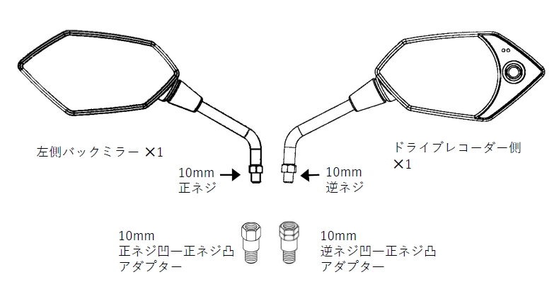 世界初ミラー一体型 D-ride® バイク用前後ドライブレコーダー